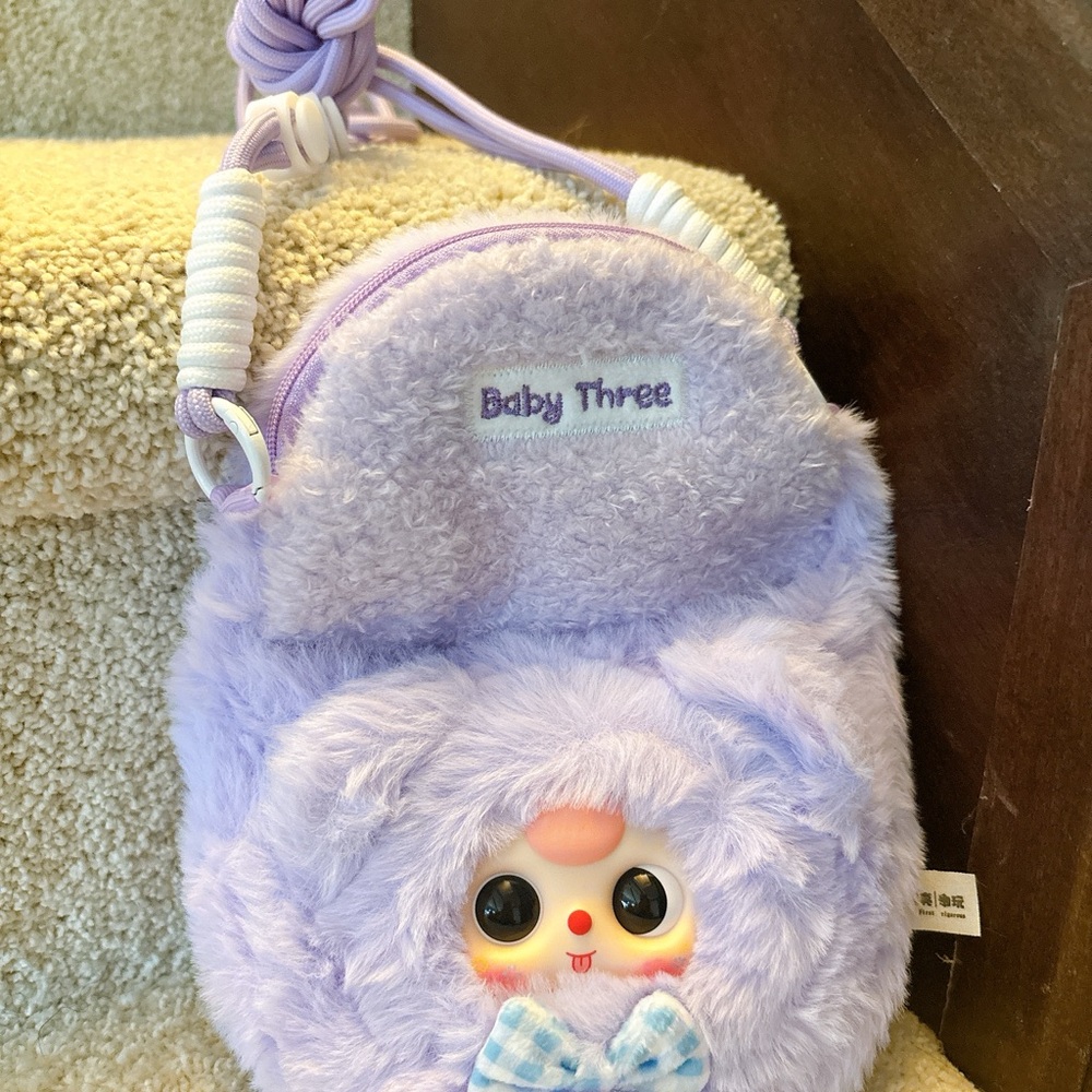 【Authentic】Baby Three Purple Plush Phone Crossbody Bag | Kawaii Character Design